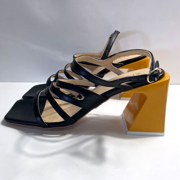 ALOHAS NWOT Aubrey Strappy Yellow Block Heel Square Toe Sandal Size 37/6.5 - Picture 7 of 16